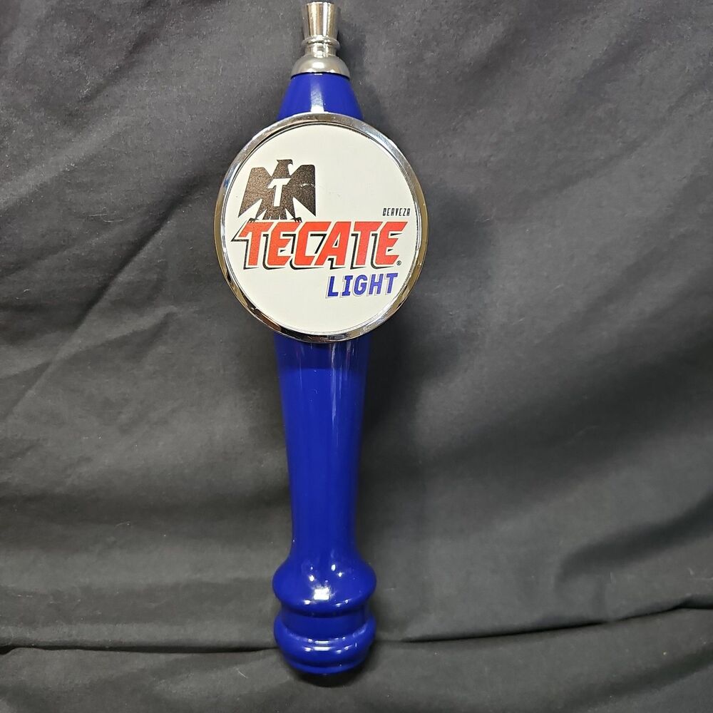 Tecate Light Beer Tap Blue Handle 12" Tall Thunderbird Logo
